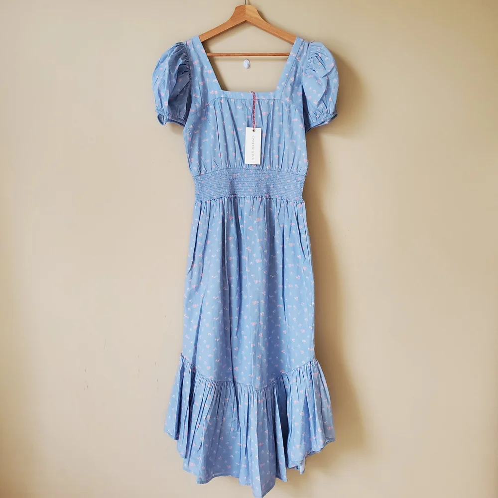 LoveShackFancy Blue Square Neck Maxi Dress - Picture 4 of 6